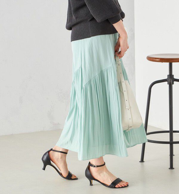 SHIPS for women「〈手洗い可能〉割繊 バイアス 切替 フレア スカート 24SS ◇」|スカート|ライトグリーン