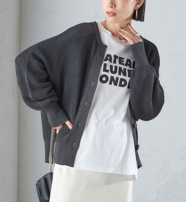 SHIPS for women「〈手洗い可能〉ペーパー コットン カーディガン ◇」|カーディガン|ダークグレー