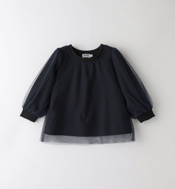 SHIPS Colors 「SHIPS Colors:チュール レイヤード トップス(100~130cm)」|Tシャツ・カットソー|ネイビー
