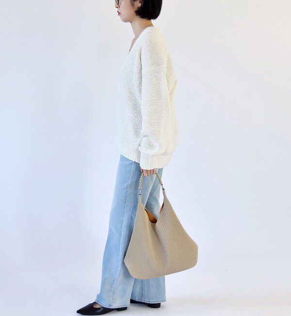 quaranciel「quaranciel:〈手洗い可能〉テープヤーン Vネック ルーズ プルオーバー」|ニット・セーター|