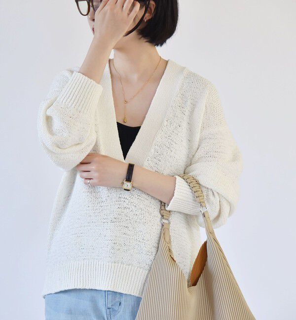 quaranciel「quaranciel:〈手洗い可能〉テープヤーン Vネック ルーズ プルオーバー」|ニット・セーター|