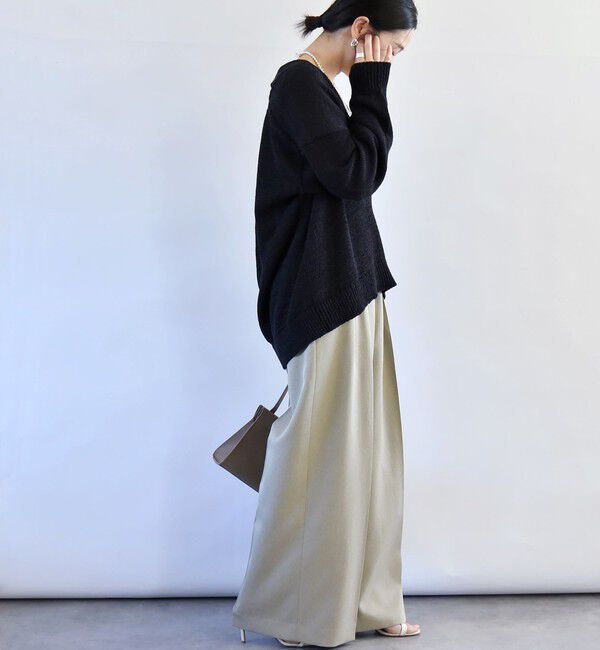 quaranciel「quaranciel:〈手洗い可能〉テープヤーン Vネック ルーズ プルオーバー」|ニット・セーター|