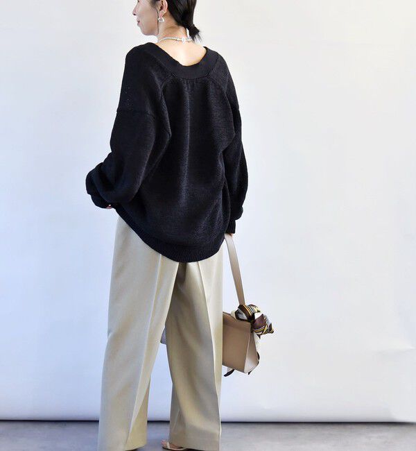 quaranciel「quaranciel:〈手洗い可能〉テープヤーン Vネック ルーズ プルオーバー」|ニット・セーター|