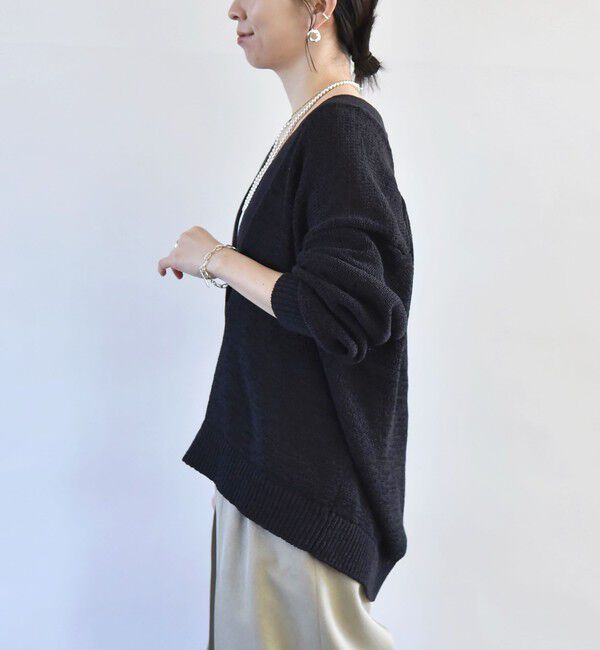 quaranciel「quaranciel:〈手洗い可能〉テープヤーン Vネック ルーズ プルオーバー」|ニット・セーター|