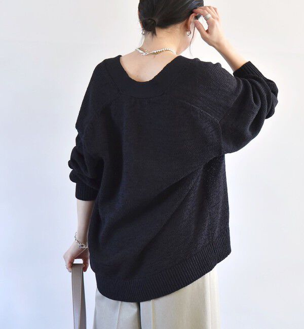 quaranciel「quaranciel:〈手洗い可能〉テープヤーン Vネック ルーズ プルオーバー」|ニット・セーター|