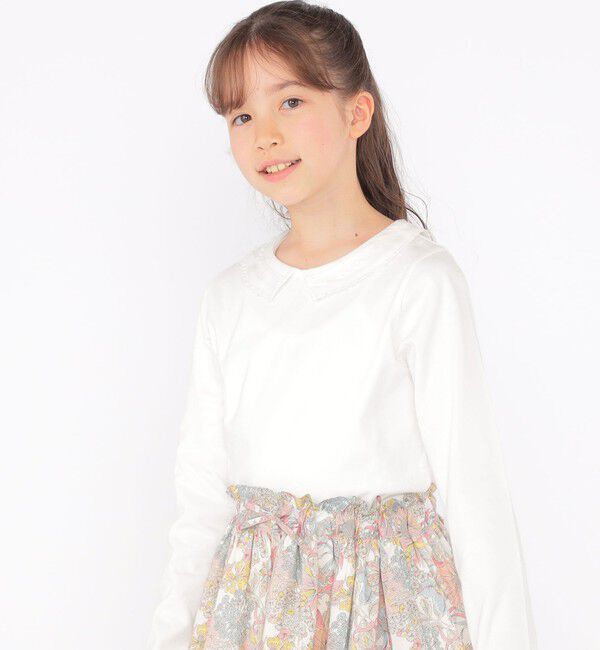 SHIPS KIDS「SHIPS KIDS:140～150cm / レース カラー 長袖 TEE」|Tシャツ・カットソー|