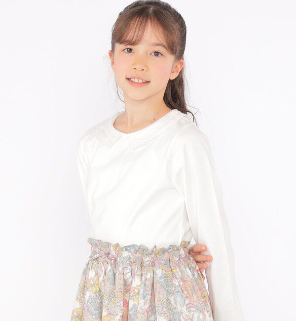 SHIPS KIDS「SHIPS KIDS:140～150cm / レース カラー 長袖 TEE」|Tシャツ・カットソー|