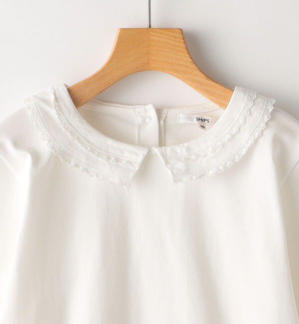 SHIPS KIDS「SHIPS KIDS:140～150cm / レース カラー 長袖 TEE」|Tシャツ・カットソー|
