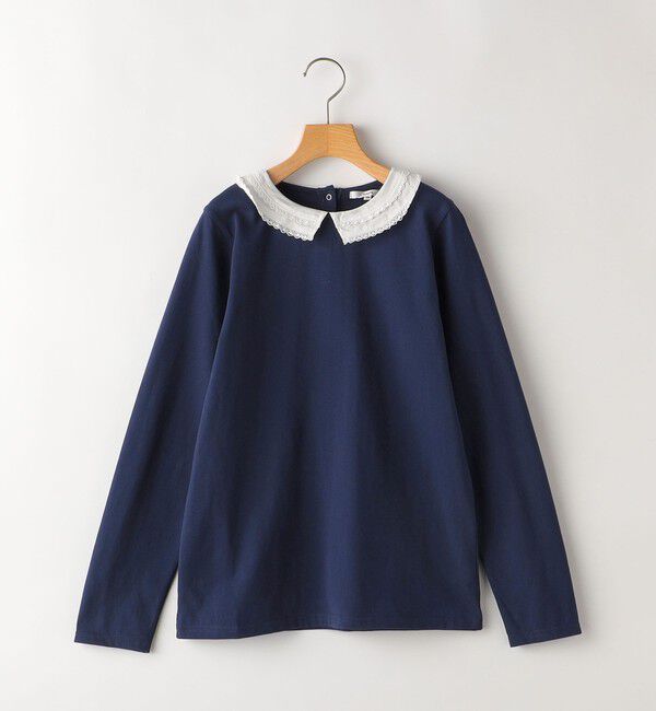 SHIPS KIDS「SHIPS KIDS:140～150cm / レース カラー 長袖 TEE」|Tシャツ・カットソー|