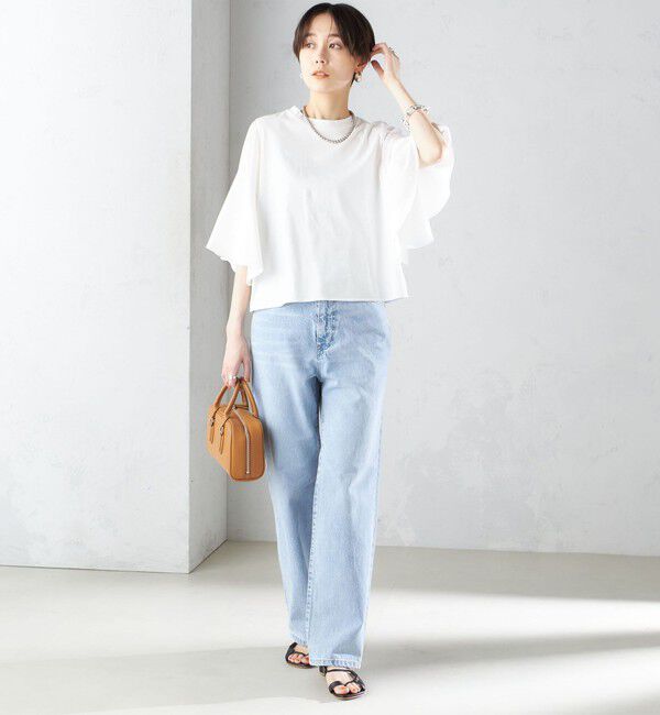 SHIPS for women「〈手洗い可能〉PLA スムース シアー コンビ スリーブ プルオーバー 」|Tシャツ・カットソー|