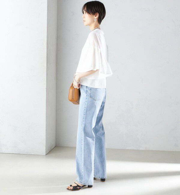 SHIPS for women「〈手洗い可能〉PLA スムース シアー コンビ スリーブ プルオーバー 」|Tシャツ・カットソー|