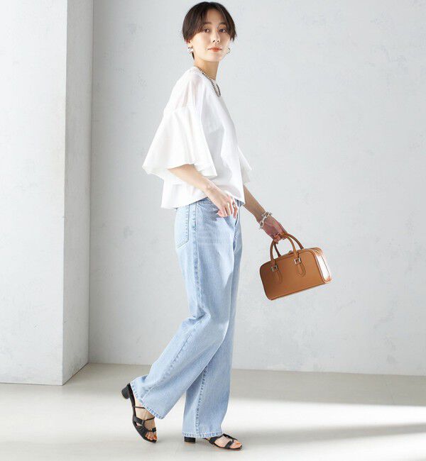 SHIPS for women「〈手洗い可能〉PLA スムース シアー コンビ スリーブ プルオーバー 」|Tシャツ・カットソー|