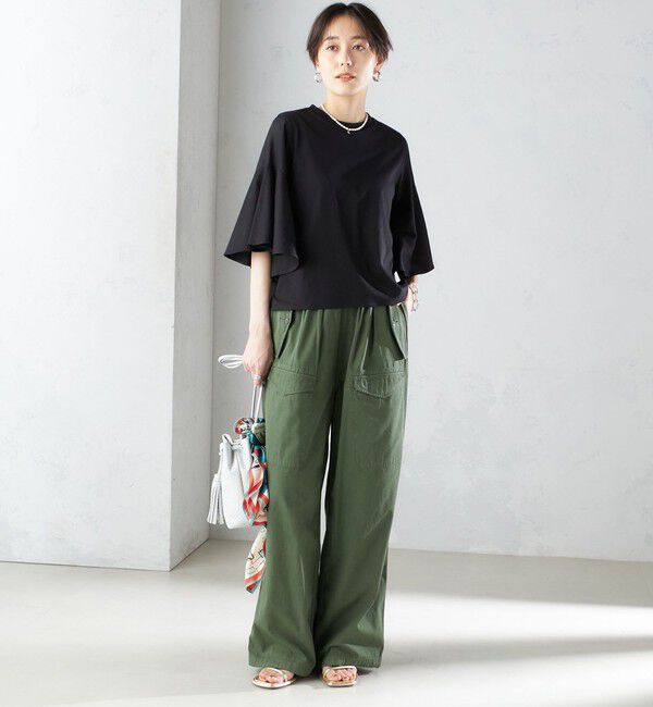 SHIPS for women「〈手洗い可能〉PLA スムース シアー コンビ スリーブ プルオーバー 」|Tシャツ・カットソー|