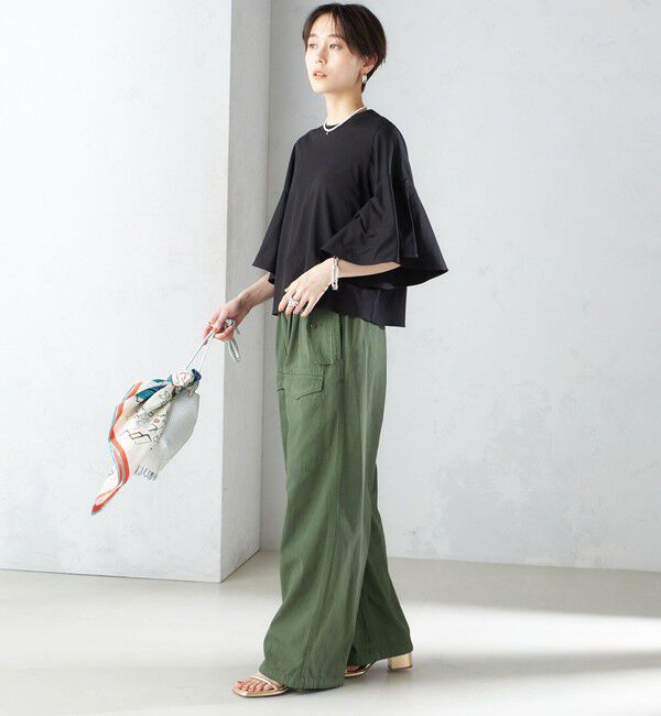 SHIPS for women「〈手洗い可能〉PLA スムース シアー コンビ スリーブ プルオーバー 」|Tシャツ・カットソー|