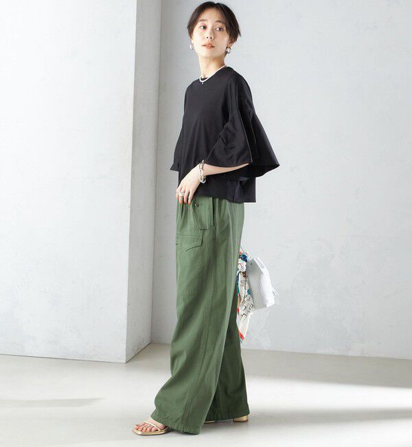 SHIPS for women「〈手洗い可能〉PLA スムース シアー コンビ スリーブ プルオーバー 」|Tシャツ・カットソー|