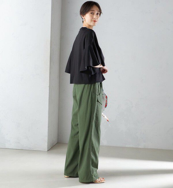 SHIPS for women「〈手洗い可能〉PLA スムース シアー コンビ スリーブ プルオーバー 」|Tシャツ・カットソー|