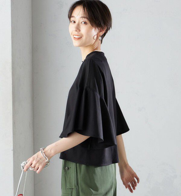 SHIPS for women「〈手洗い可能〉PLA スムース シアー コンビ スリーブ プルオーバー 」|Tシャツ・カットソー|