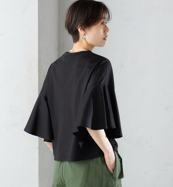 SHIPS for women「〈手洗い可能〉PLA スムース シアー コンビ スリーブ プルオーバー 」|Tシャツ・カットソー|