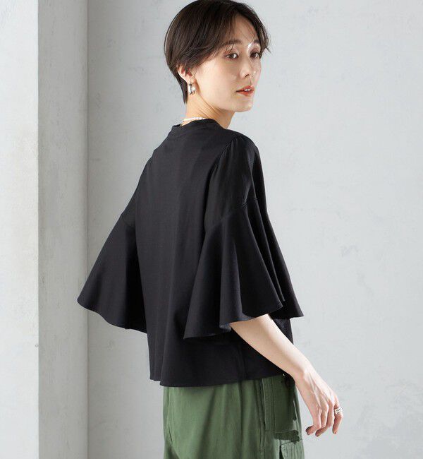 SHIPS for women「〈手洗い可能〉PLA スムース シアー コンビ スリーブ プルオーバー 」|Tシャツ・カットソー|