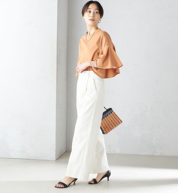 SHIPS for women「〈手洗い可能〉PLA スムース シアー コンビ スリーブ プルオーバー 」|Tシャツ・カットソー|