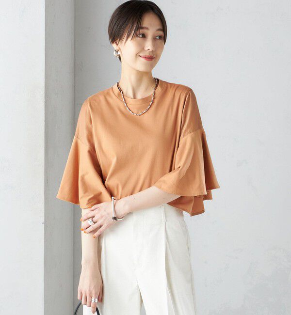 SHIPS for women「〈手洗い可能〉PLA スムース シアー コンビ スリーブ プルオーバー 」|Tシャツ・カットソー|