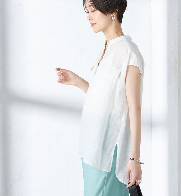 SHIPS for women「〈手洗い可能〉ラミー ポケット ノースリーブ ブラウス」|シャツ・ブラウス|オフホワイト