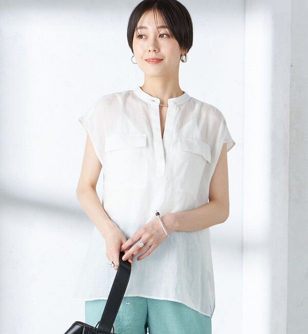 SHIPS for women「〈手洗い可能〉ラミー ポケット ノースリーブ ブラウス」|シャツ・ブラウス|