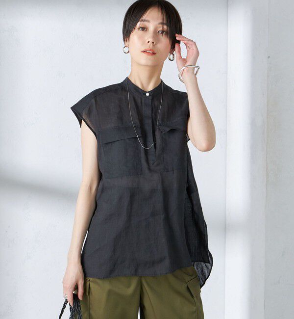 SHIPS for women「〈手洗い可能〉ラミー ポケット ノースリーブ ブラウス」|シャツ・ブラウス|