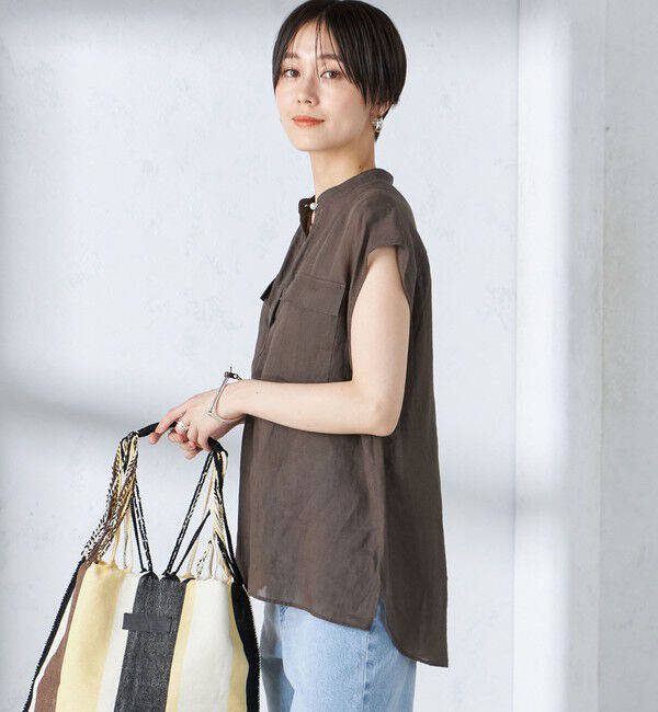 SHIPS for women「〈手洗い可能〉ラミー ポケット ノースリーブ ブラウス」|シャツ・ブラウス|