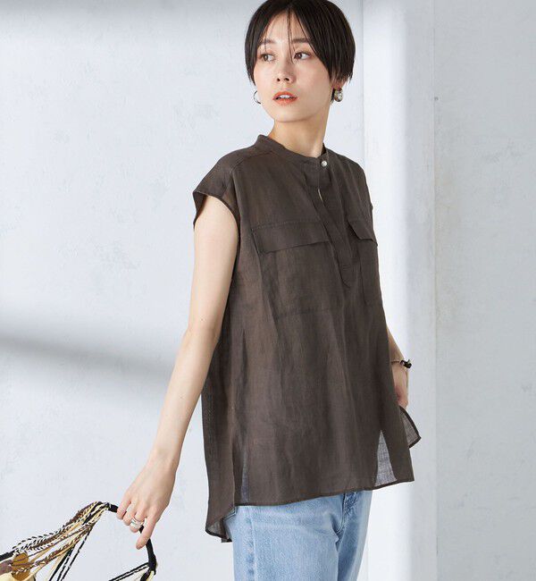 SHIPS for women「〈手洗い可能〉ラミー ポケット ノースリーブ ブラウス」|シャツ・ブラウス|