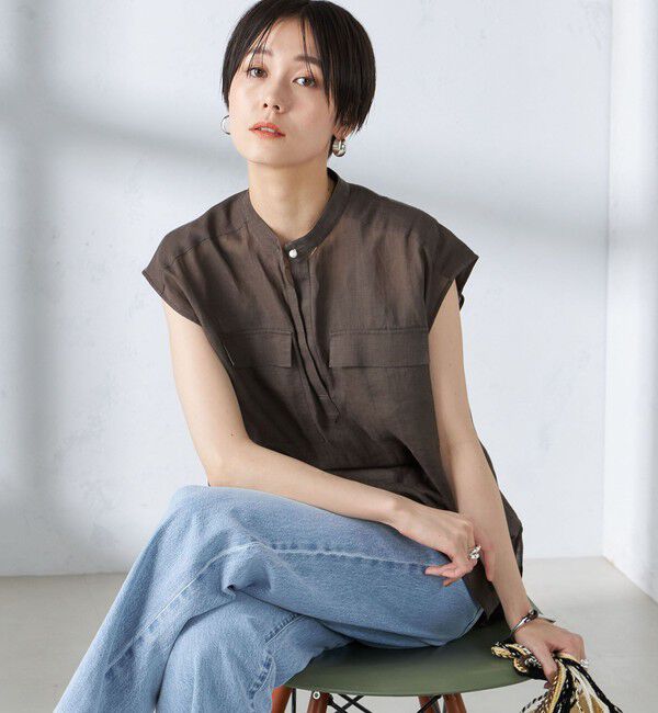 SHIPS for women「〈手洗い可能〉ラミー ポケット ノースリーブ ブラウス」|シャツ・ブラウス|