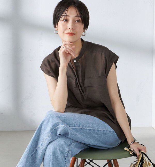 SHIPS for women「〈手洗い可能〉ラミー ポケット ノースリーブ ブラウス」|シャツ・ブラウス|