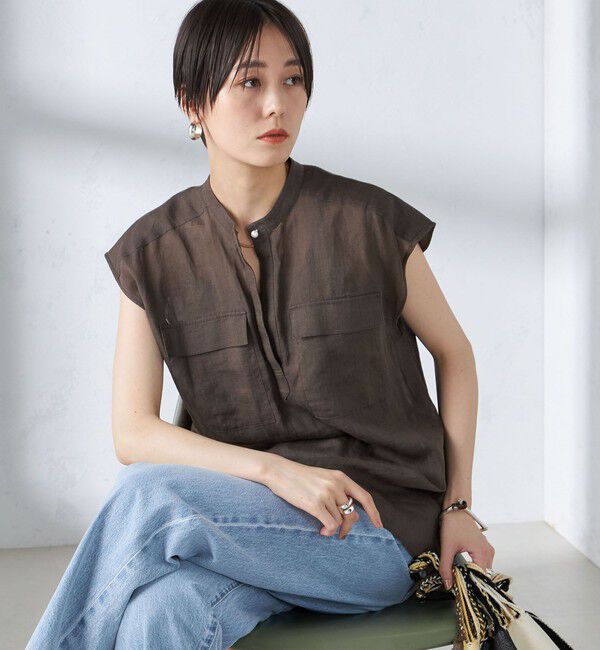 SHIPS for women「〈手洗い可能〉ラミー ポケット ノースリーブ ブラウス」|シャツ・ブラウス|