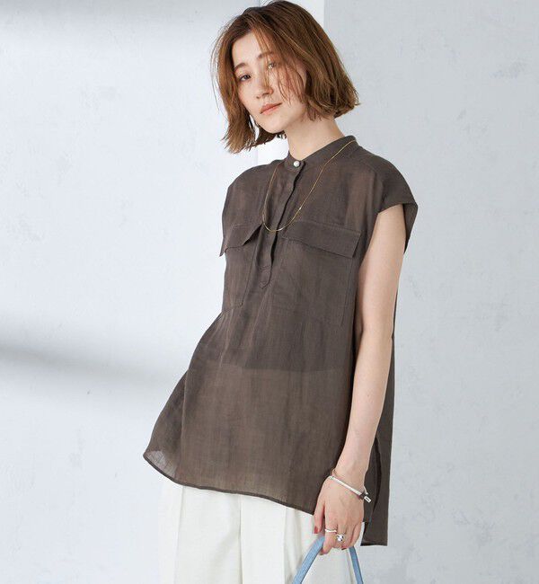 SHIPS for women「〈手洗い可能〉ラミー ポケット ノースリーブ ブラウス」|シャツ・ブラウス|