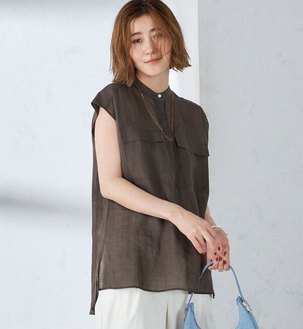 SHIPS for women「〈手洗い可能〉ラミー ポケット ノースリーブ ブラウス」|シャツ・ブラウス|