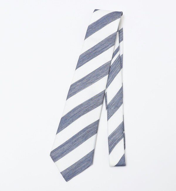 SHIPS「SHIPS: リネン シルク ワイド ストライプ ネクタイ」|ネクタイ・蝶ネクタイ|コバルトブルー