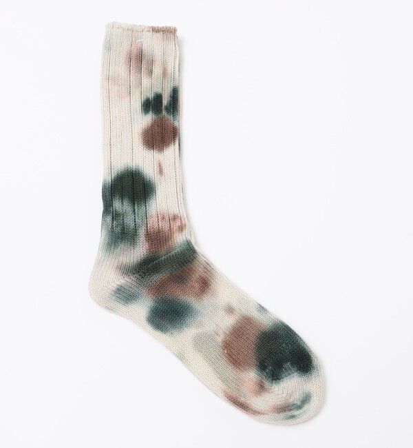 SHIPS「ANONYMOUS: ダッシュ ダイ クルー ソックス」|ソックス|オリーブ