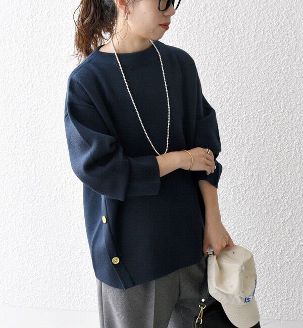 SHIPS any「《一部追加予約》SHIPS any:〈手洗い可能〉ミラノリブ スタンドカラー ニット プルオーバー」|ニット・セーター|ネイビー