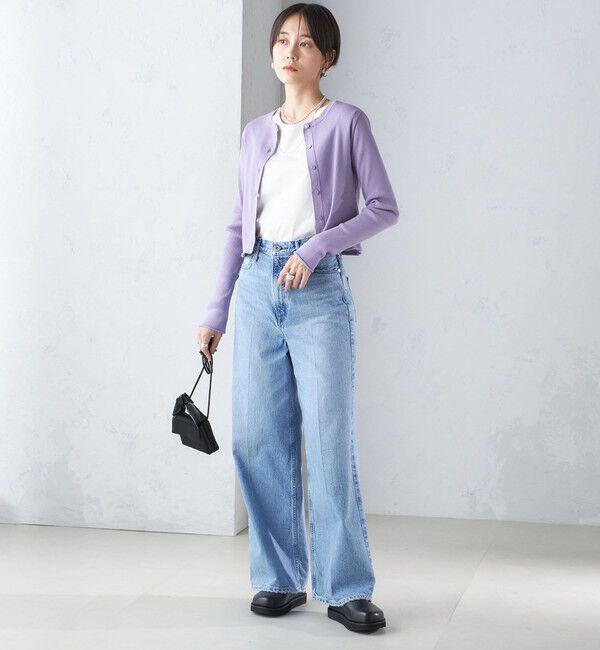 SHIPS for women「〈手洗い可能〉レーヨン ポリ リブ クルーネック カーディガン」|カーディガン|