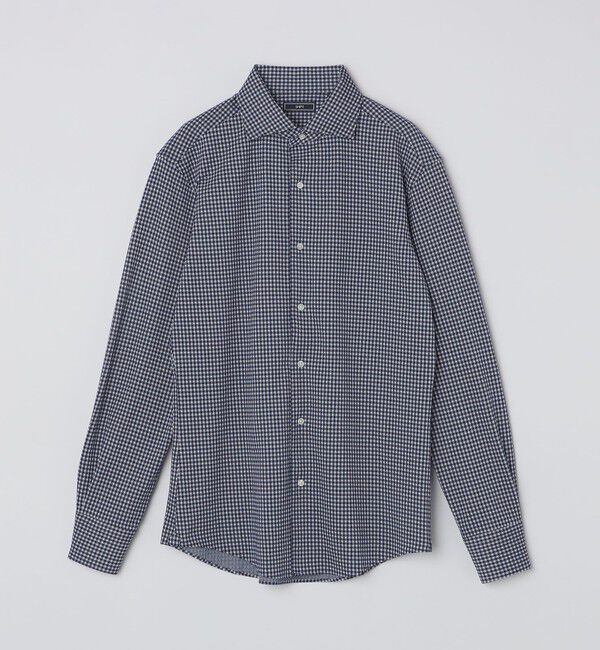 SHIPS「SHIPS: ジャージー ギンガムチェック ワンピースカラー シャツ」|シャツ・ブラウス|ネイビー