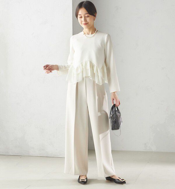 SHIPS for women「kaene:〈洗濯機可能〉フリル ペプラム ロング スリーブ ブラウス（セレモニー対応可）」|シャツ・ブラウス|