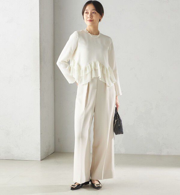 SHIPS for women「kaene:〈洗濯機可能〉フリル ペプラム ロング スリーブ ブラウス（セレモニー対応可）」|シャツ・ブラウス|