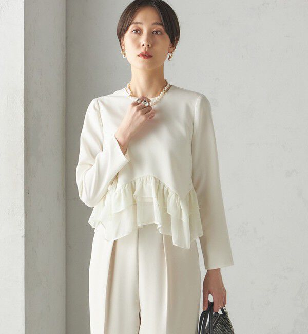 SHIPS for women「kaene:〈洗濯機可能〉フリル ペプラム ロング スリーブ ブラウス（セレモニー対応可）」|シャツ・ブラウス|