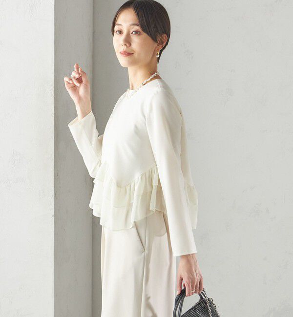 SHIPS for women「kaene:〈洗濯機可能〉フリル ペプラム ロング スリーブ ブラウス（セレモニー対応可）」|シャツ・ブラウス|