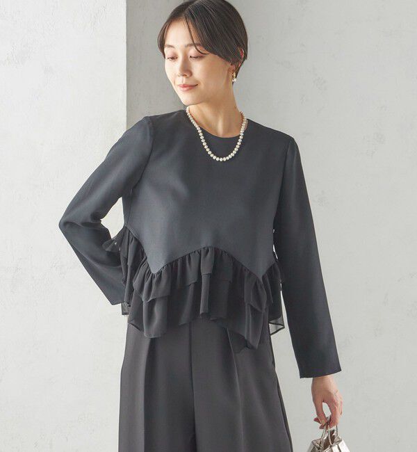 SHIPS for women「kaene:〈洗濯機可能〉フリル ペプラム ロング スリーブ ブラウス（セレモニー対応可）」|シャツ・ブラウス|