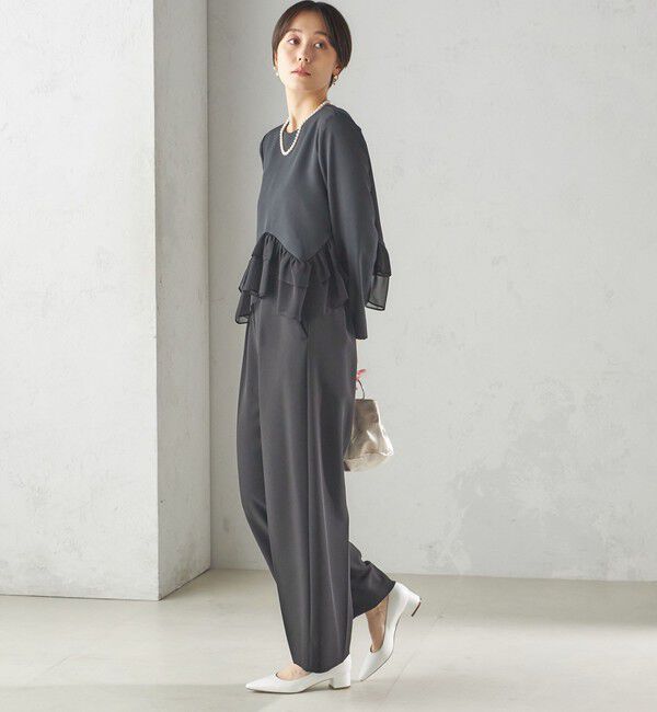 SHIPS for women「kaene:〈洗濯機可能〉フリル ペプラム ロング スリーブ ブラウス（セレモニー対応可）」|シャツ・ブラウス|