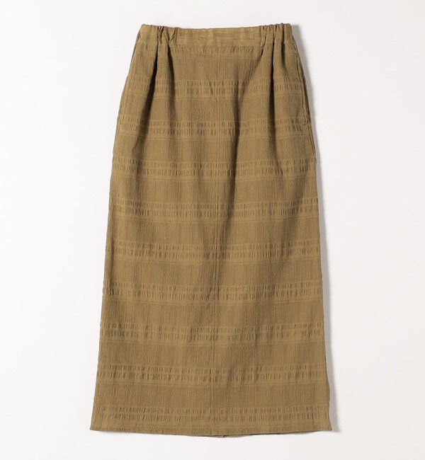 quaranciel「quaranciel:〈洗濯機可能〉シャーリング ボーダー Iライン スカート」|タイト|