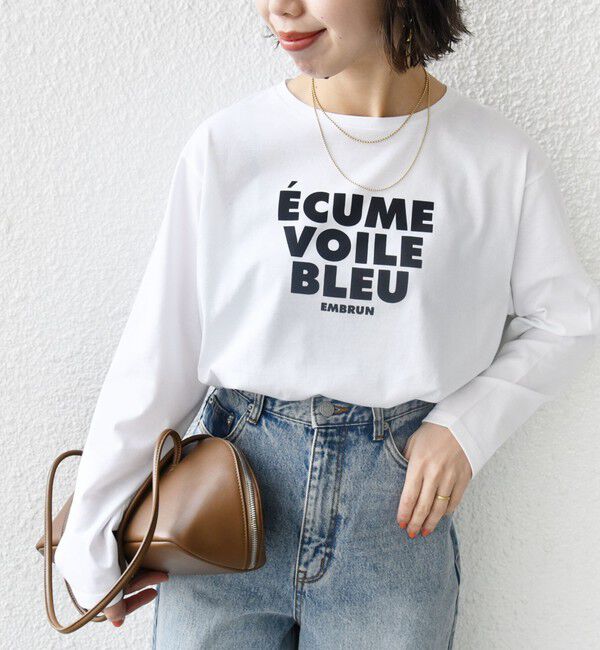 SHIPS for women「〈洗濯機可能〉プラチナヴェール 長袖 ロゴ TEE」|Tシャツ・カットソー|