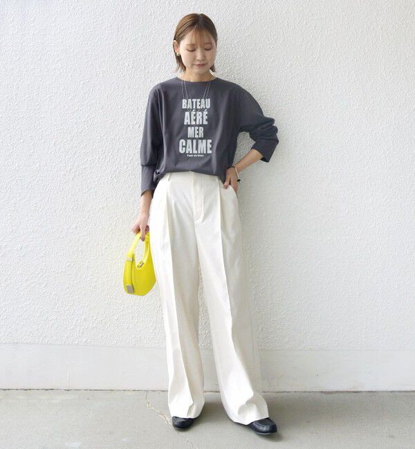 SHIPS for women「〈洗濯機可能〉プラチナヴェール 長袖 ロゴ TEE」|Tシャツ・カットソー|