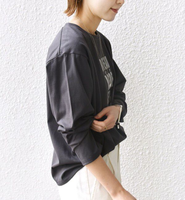 SHIPS for women「〈洗濯機可能〉プラチナヴェール 長袖 ロゴ TEE」|Tシャツ・カットソー|